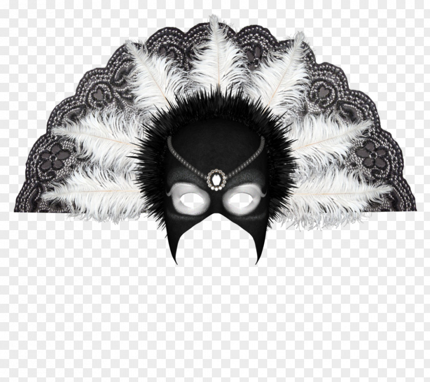 Black Feather Mask Masquerade Ball PNG