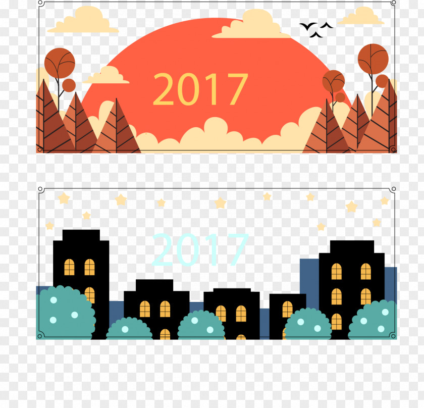 Sunrise And Sunset Views Clip Art PNG