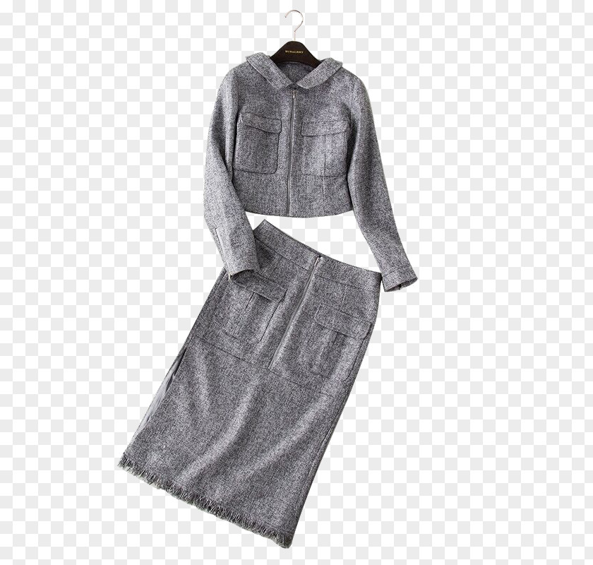 Piece Gray Winter Fashion Grey Black And White Sleeve Dress PNG