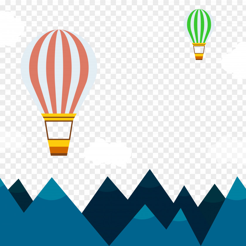 Vector Flat Hot Air Balloon Ballooning Airplane PNG