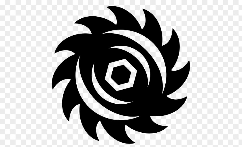 Blade Symbol Circular Saw Black & White PNG
