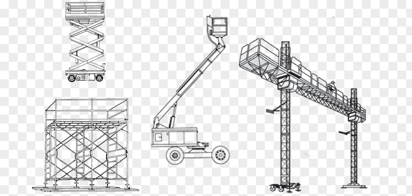 Stage Railing Aerial Work Platform Scaffolding Elevator Drawing Hydraulics PNG