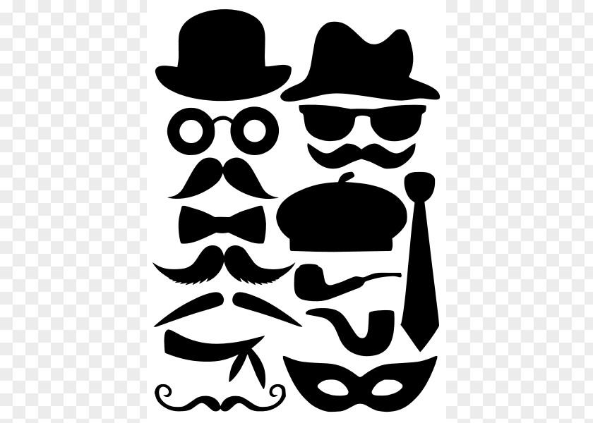 Stripes Design Moustache Hat Logo Glasses Clip Art PNG