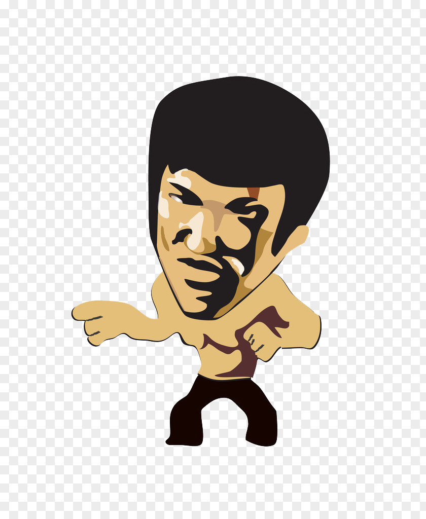 Bruce Lee Big Head Cartoon Shape Drawing PNG