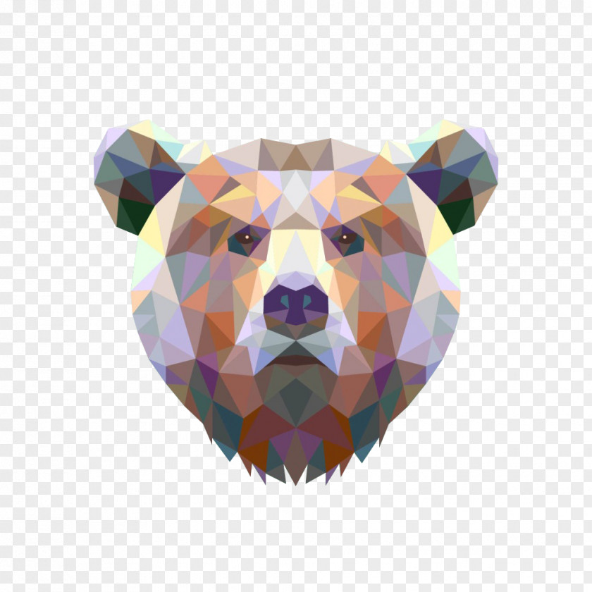 Bear Modern Art Canvas Watercolor Painting PNG