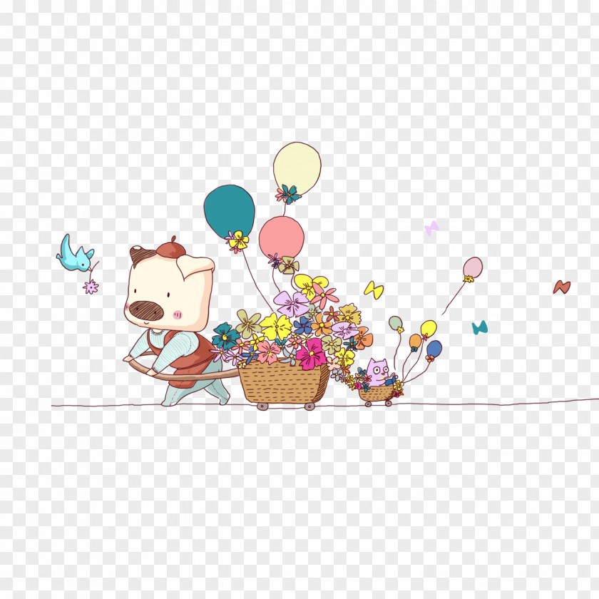 Cartoon Pig Illustration PNG