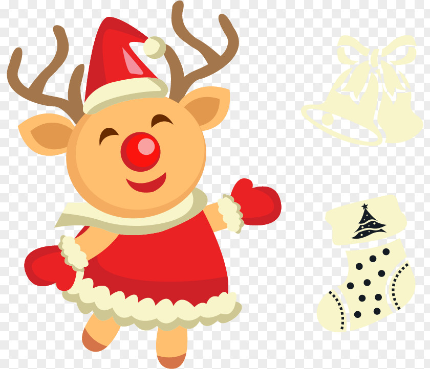 Christmas Deer Vector Material Reindeer Ornament Santa Claus PNG