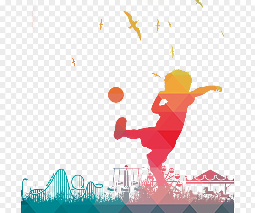 Drawing Playing Football Silhouette Adobe Illustrator PNG