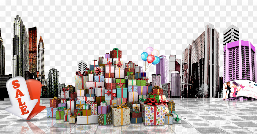City Gift Box Poster PNG