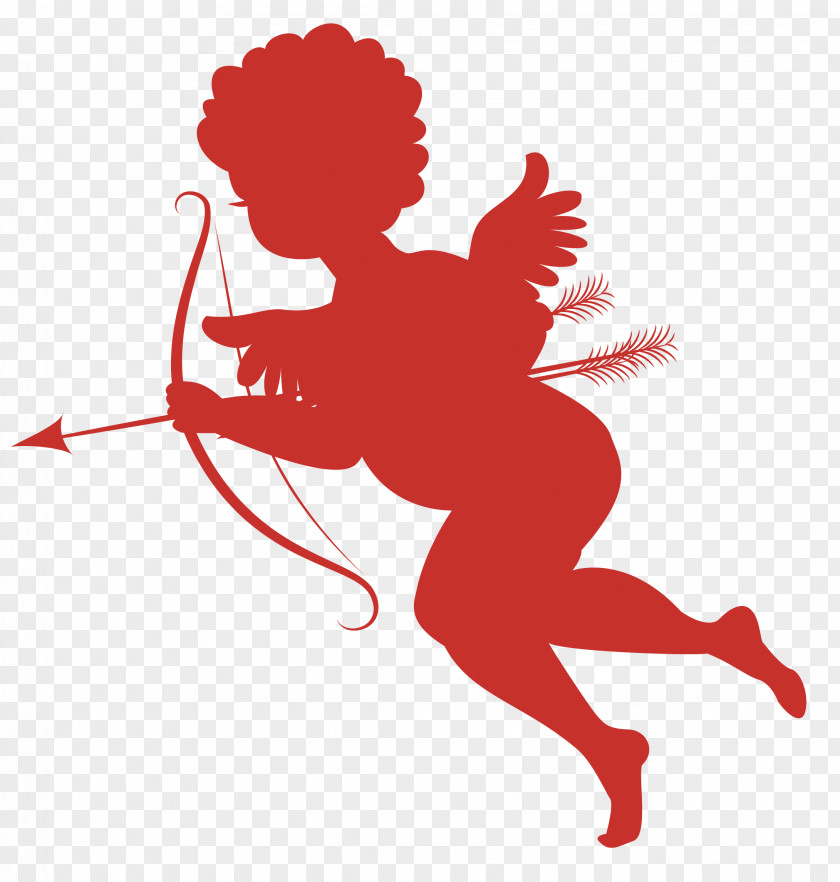 Red Cupid Silhouettes Picture Clip Art PNG