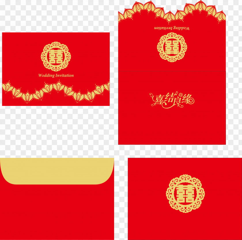 Vector Red Traditional Wedding Marriage PNG
