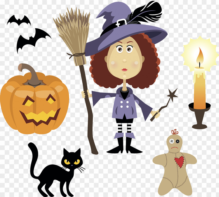 Halloween Elemental Design Boszorkxe1ny Illustration PNG