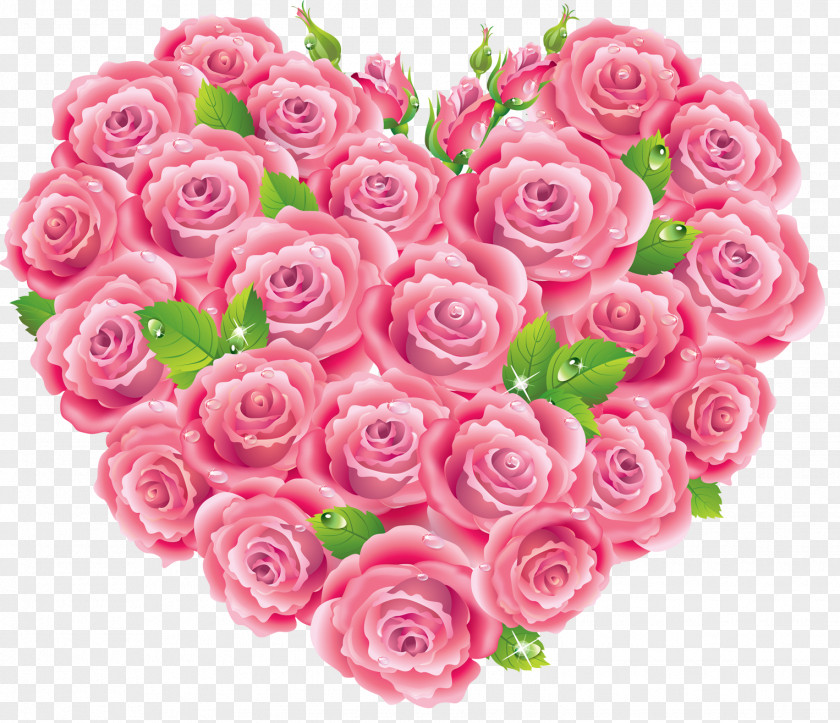 Pink Roses Heart Clipart Rose Clip Art PNG