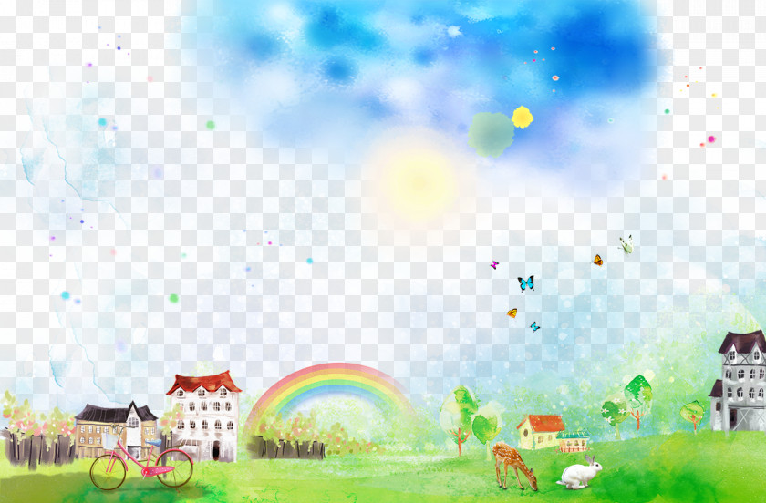 Watercolor Fantasy Landscape Free Download Poster Cartoon Painting PNG