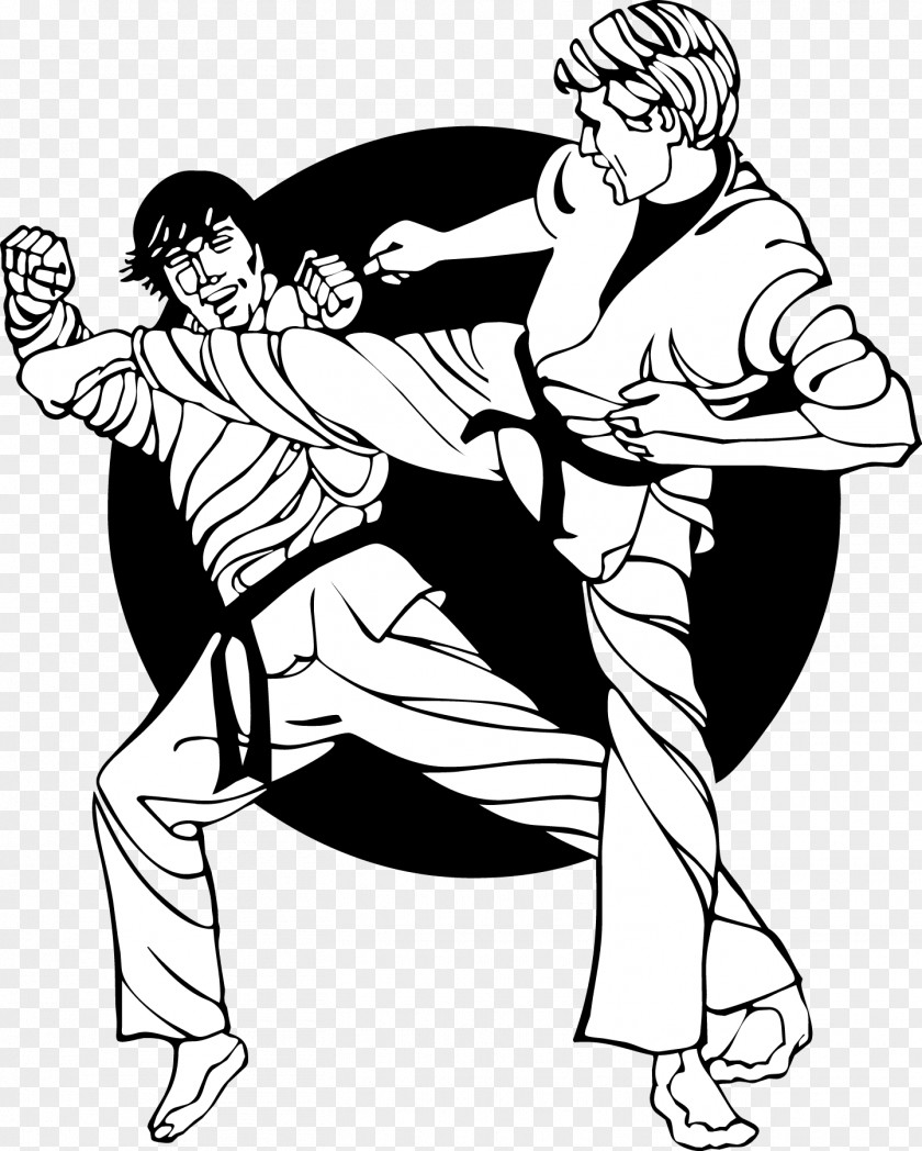 Vector Karate Sparring Two Foreigners Martial Arts Combat Sport PNG