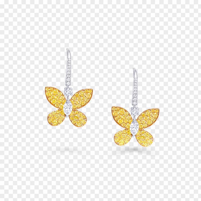 Butterfly Earring Yellow Jewellery Gold PNG