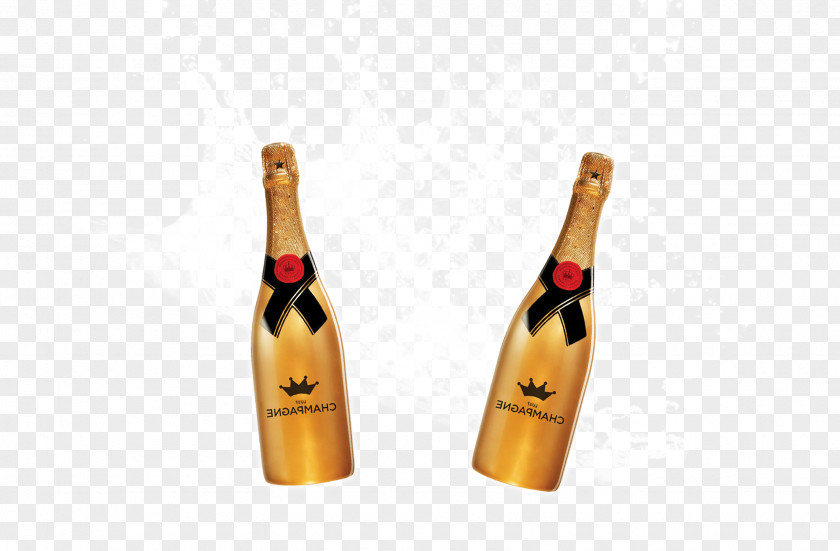 Two Bottles Of Beer Champagne Wine Bottle PNG