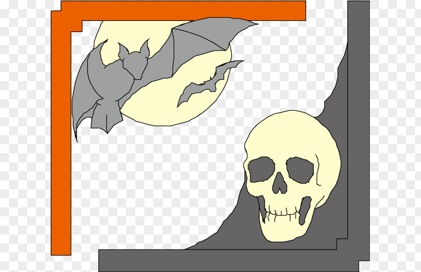 Bat Skull Vector Border Illustration PNG