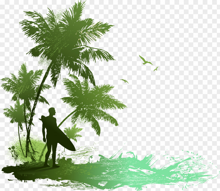 Great Fresh Palm Beach Seaside Resort Silhouette Drawing PNG
