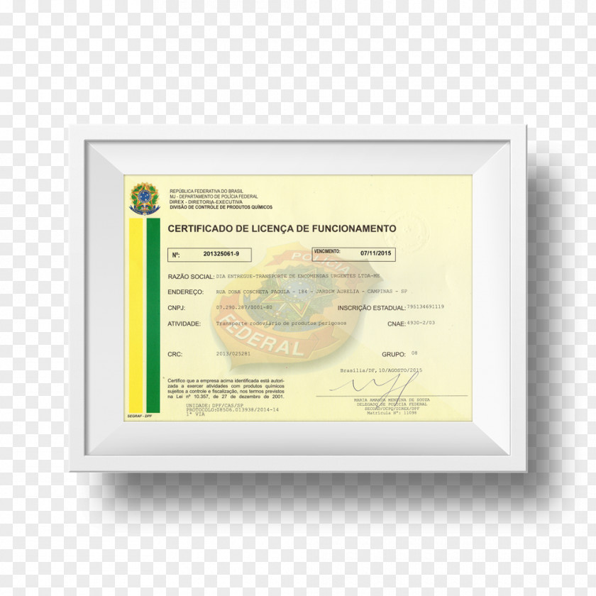 Certificado Yellow License Font PNG