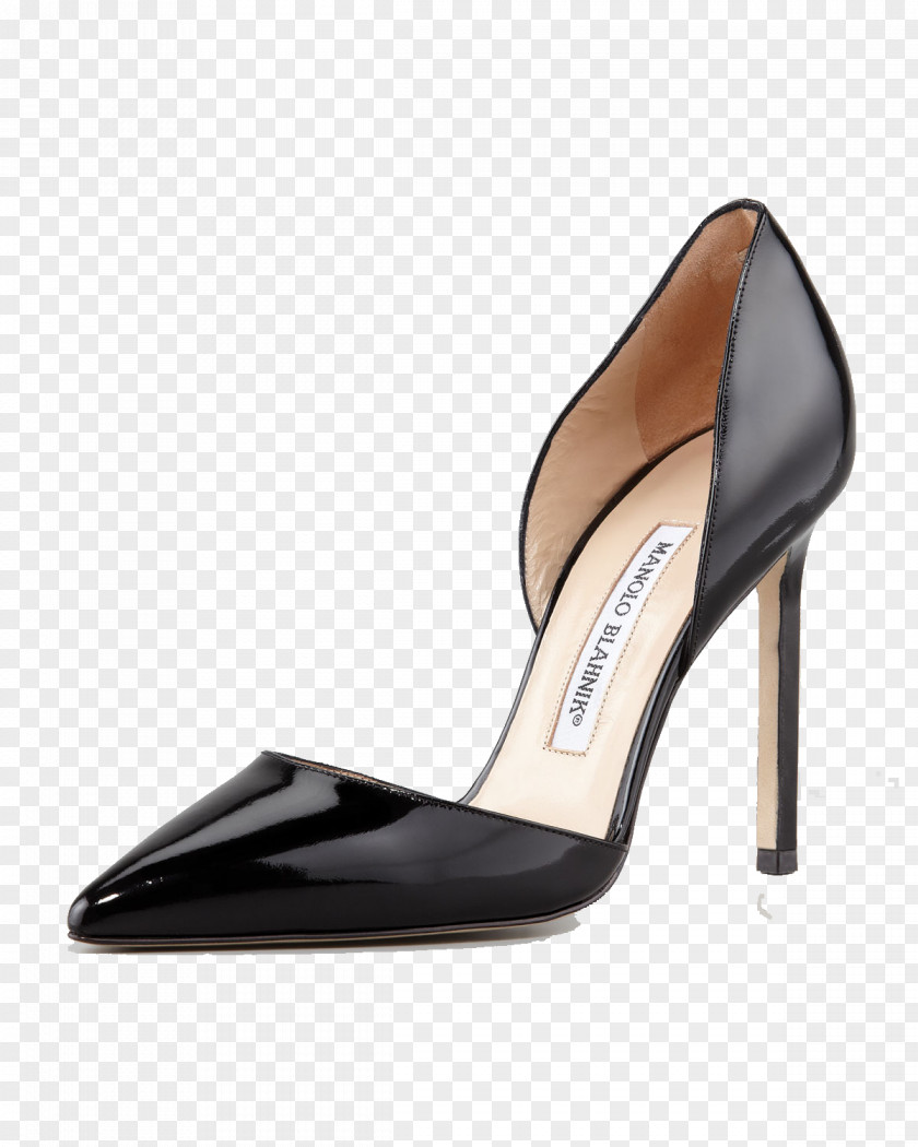 Black Shiny Brand Manolo Heels Court Shoe High-heeled Footwear Kitten Heel Sandal PNG