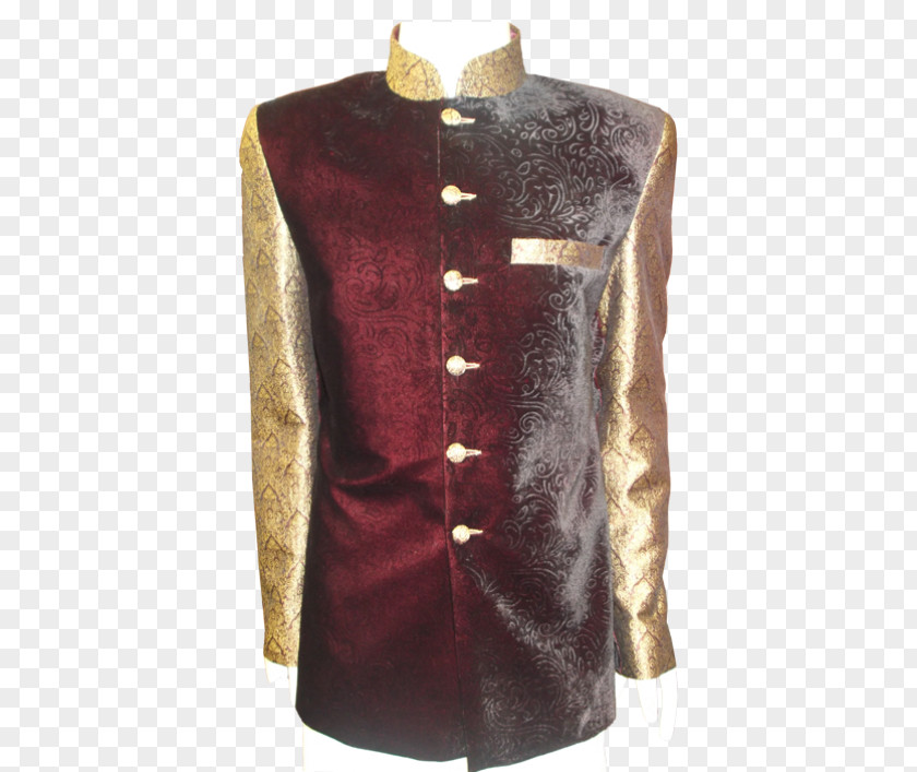 Gold Sleeve Maroon Style Coat PNG