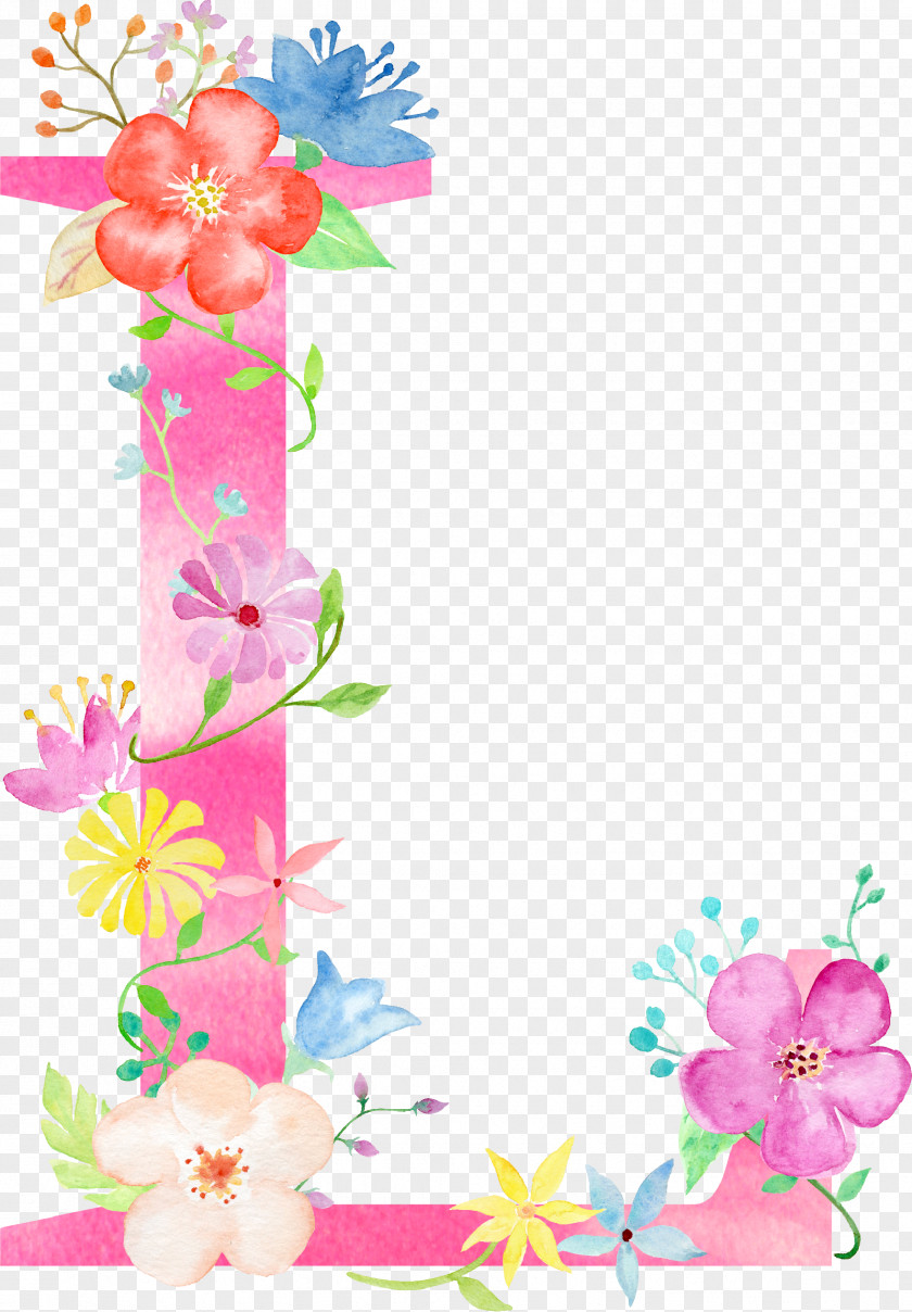Flowers Letter L Floral Design Cushion Alphabet PNG