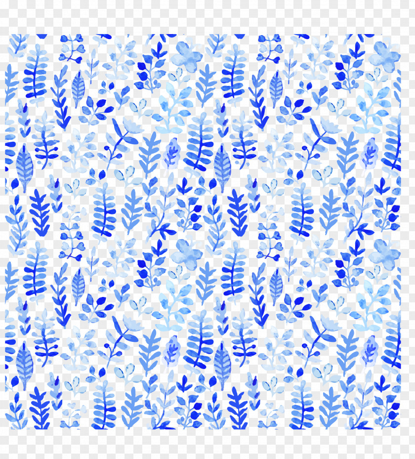 Leaves Blue Watercolor Background Painting Pattern PNG