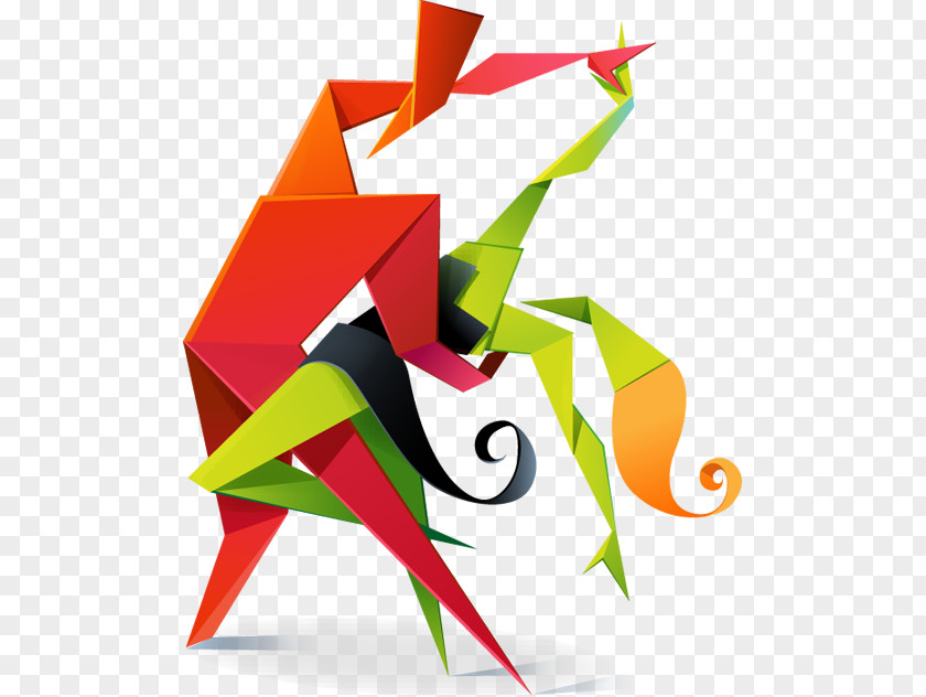 Origami Dance Paper Art Logo PNG