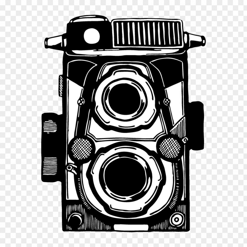 Black And White Hand-painted Vintage Camera Image Photography PNG