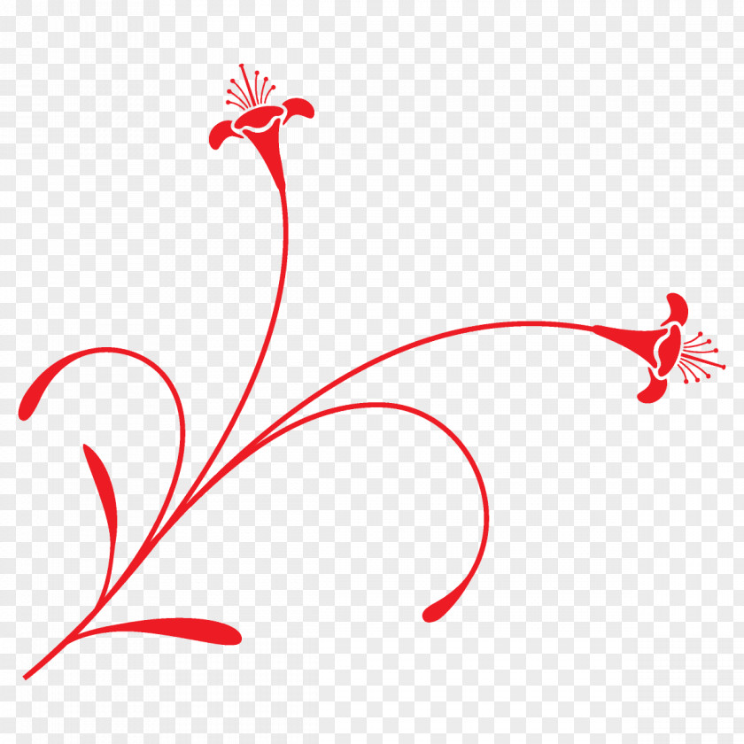 Flower Plant Red Line Pedicel PNG