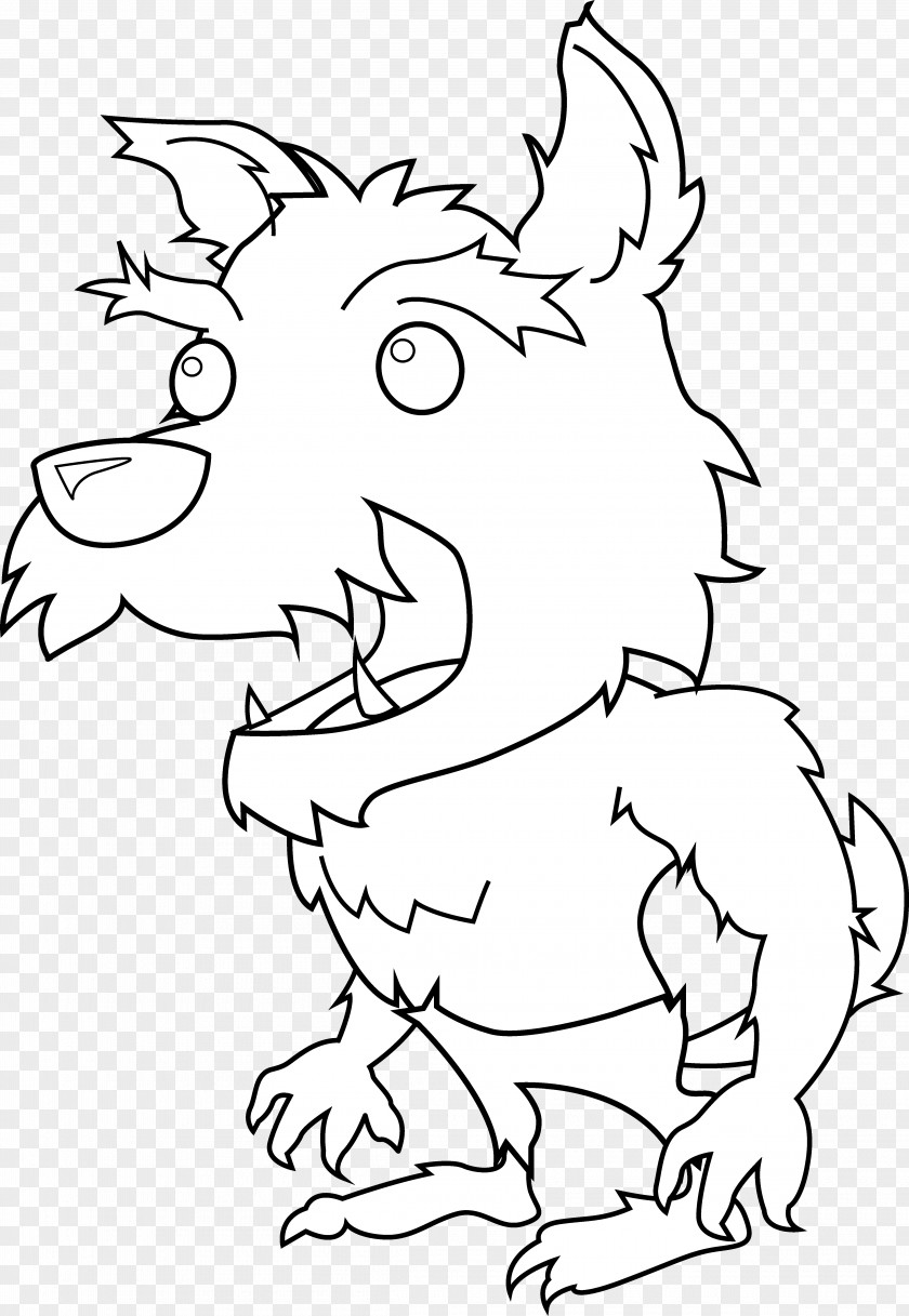 Cartoon Werewolves Big Bad Wolf Black And White Line Art Gray Drawing PNG