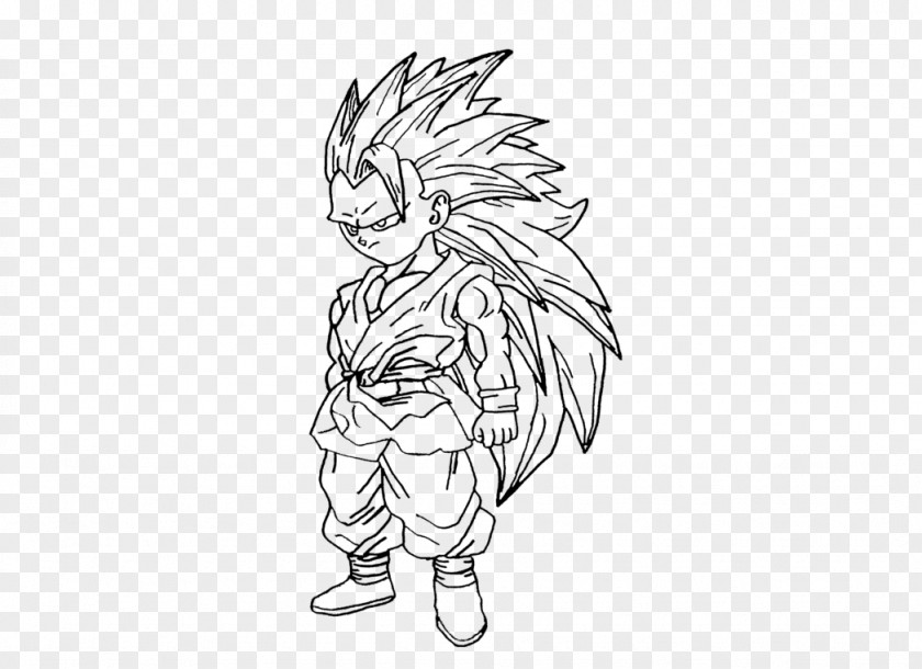 Goku Line Art Super Saiyan Sketch PNG
