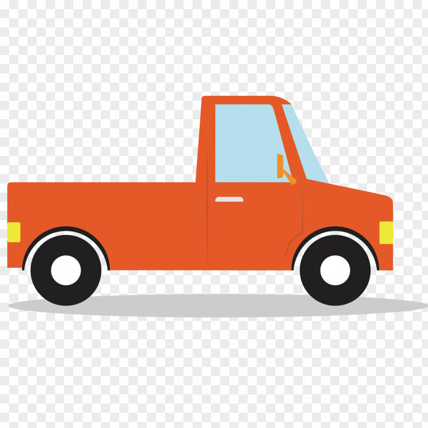 Cartoon Cute Little Orange Truck Automotive Design Motor Vehicle PNG