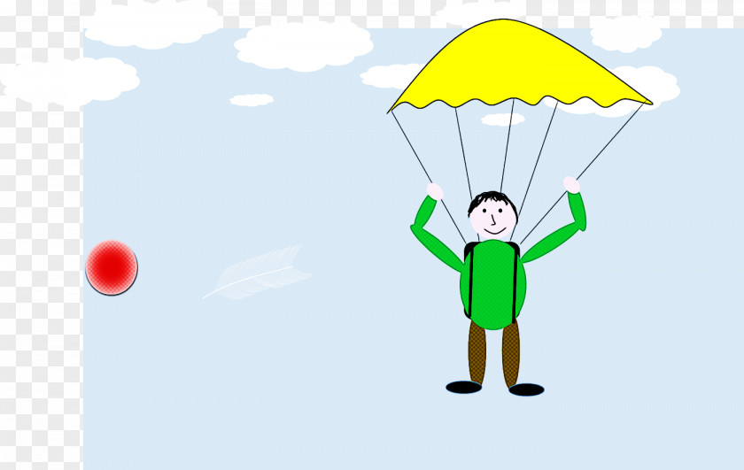 Sky Happy Green Cartoon Umbrella Parachute PNG