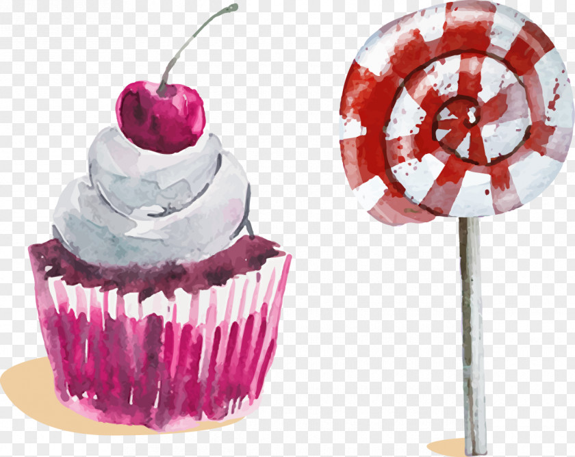 Watercolor Cupcake Lollipop The SweetSpot Bakehouse Painting PNG