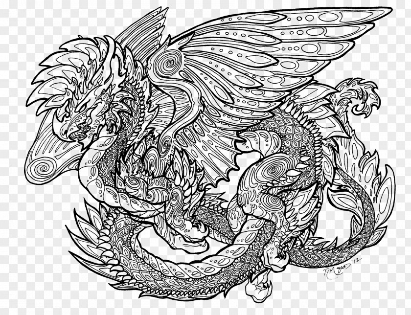 Dragon Chinese Line Art Coloring Book Drawing PNG