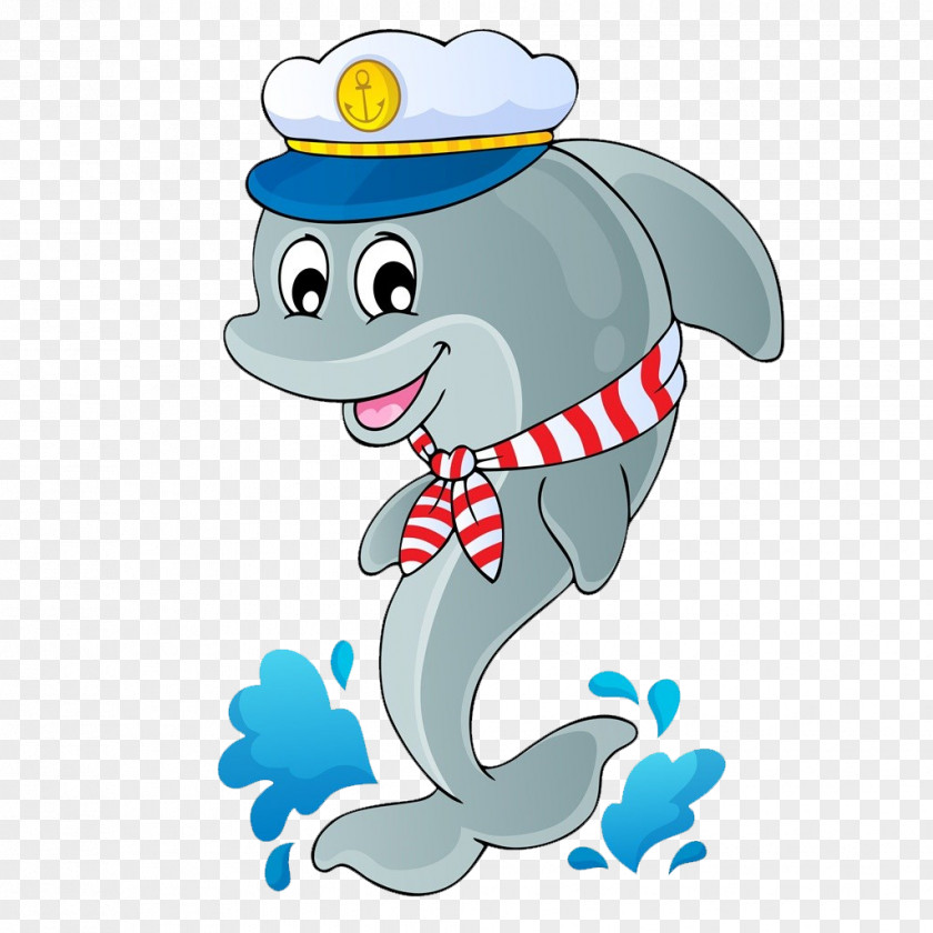 Hand-painted Cute Dolphin Material Royalty-free Sailor Clip Art PNG