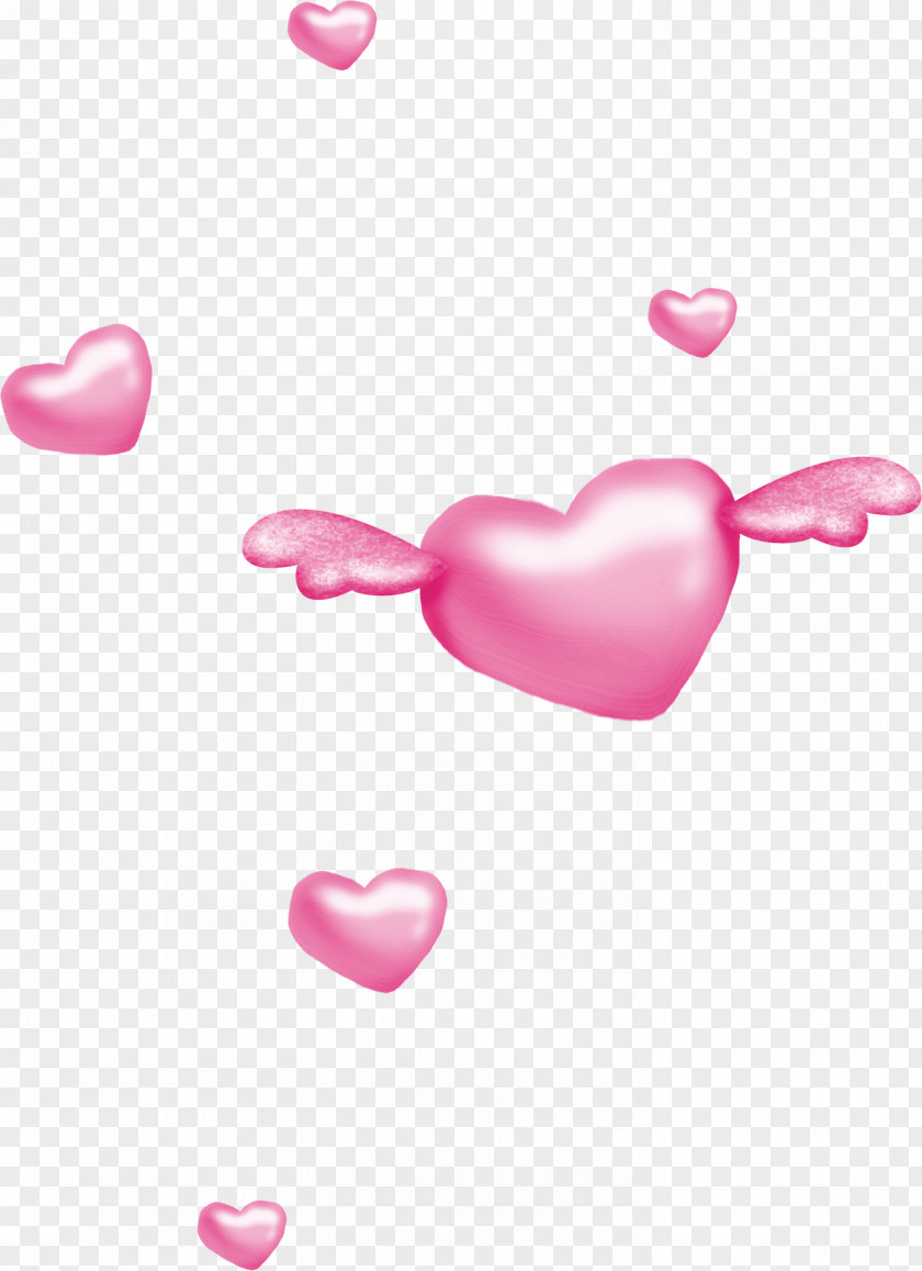 Pink Heart Wings Rendering PNG