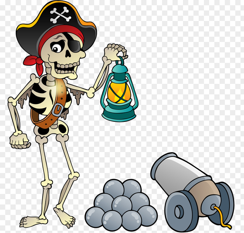 Cartoon Skull Piracy Illustration PNG