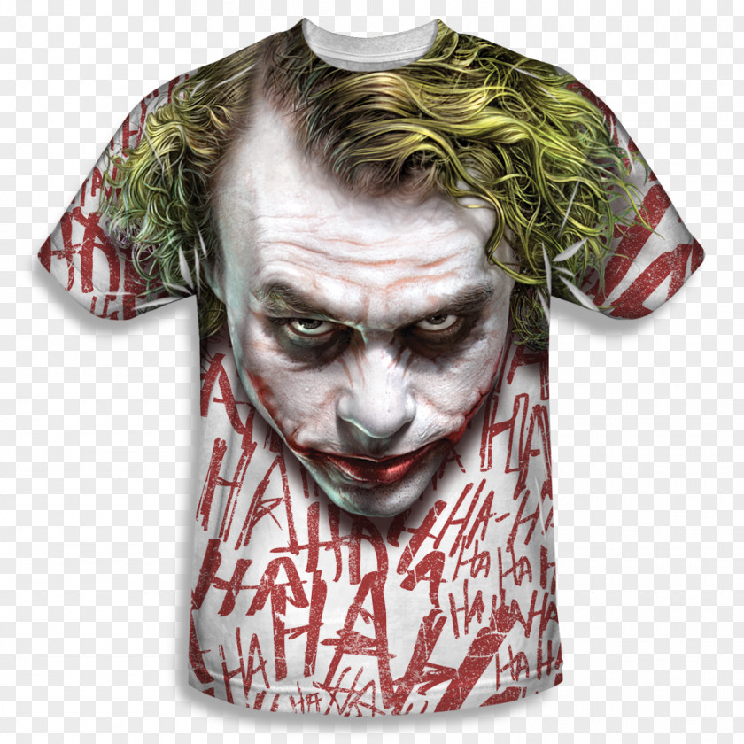 Joker Heath Ledger The Dark Knight T-shirt Batman PNG