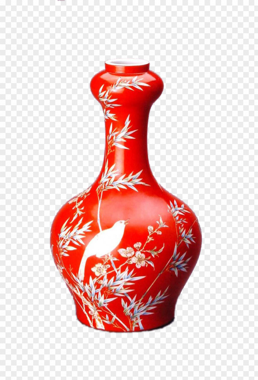 Red Bottle Gourd Vase Jingdezhen Ceramic PNG