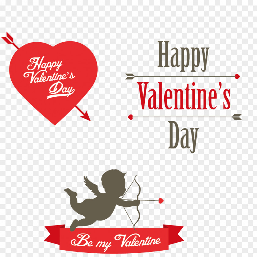 Happy Valentine's Day Valentines Cupid Heart Clip Art PNG