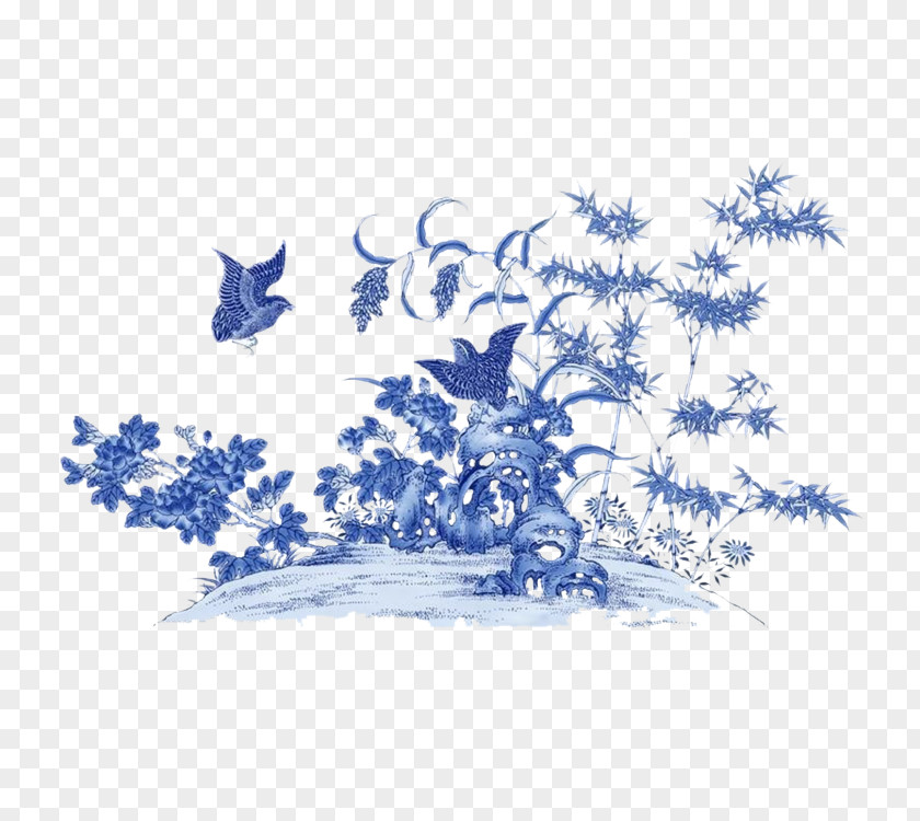 Design Blue And White Pottery Motif Clip Art PNG