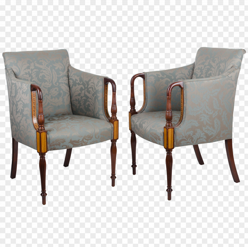 Mahogany Club Chair Sheraton Style Furniture Upholstery PNG