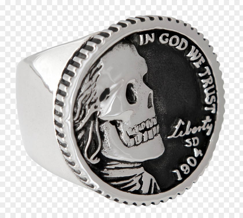 Silver Body Jewellery Coin Skull PNG