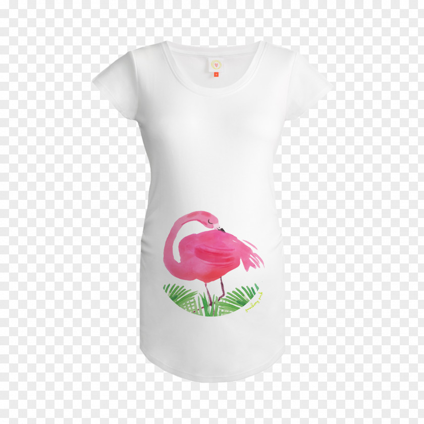 T-shirt Neck Sleeve Bird Pink M PNG