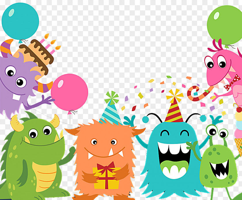 Cartoon Monster Happy Birthday To You Euclidean Vector Greeting Card Cumpleaxf1os Feliz PNG