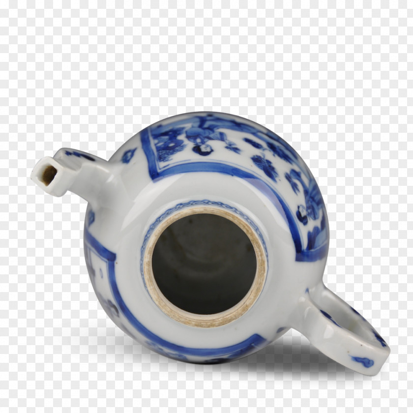 Design Teapot Cobalt Blue And White Pottery PNG