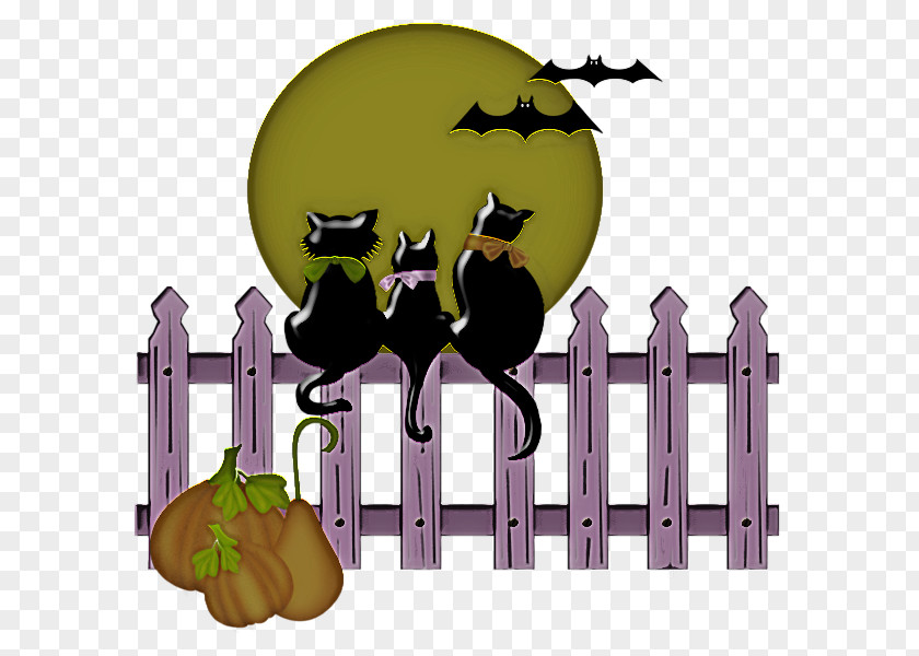 Cat Black Cartoon Fence Royalty-free PNG